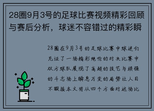 28圈9月3号的足球比赛视频精彩回顾与赛后分析，球迷不容错过的精彩瞬间